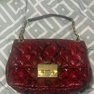 Michael Kors Red Snake Pattern Shoulder Bag